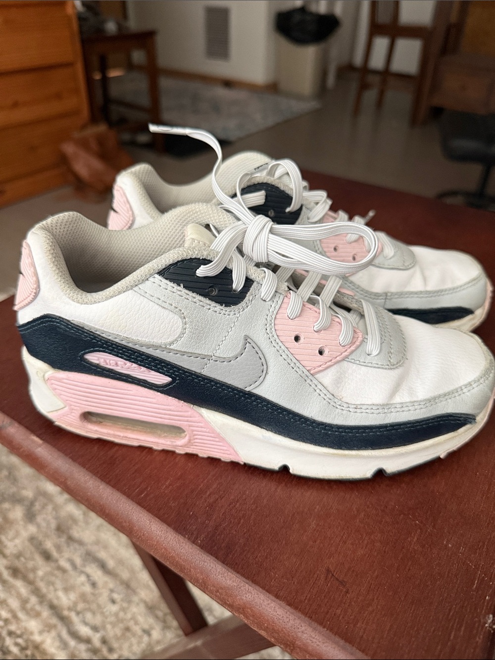 Nike Kids White, Pink Air Max Style Sneakers